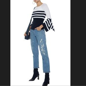 Autumn Cashmere Fluted Striped Knitted Sweater Size XS